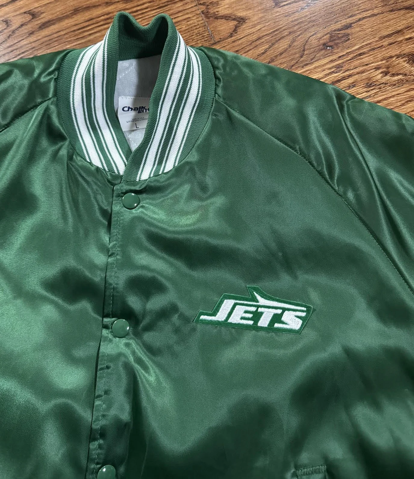 Vintage Chalk Line New York Jets Satin Jacket (Size L) — RootsBK